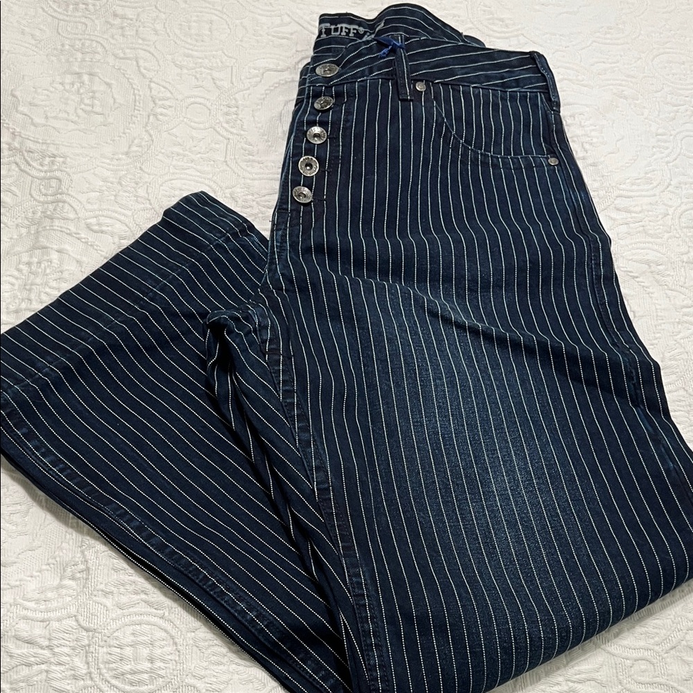 Cowgirl Tuff Navy Striped Flare Jeans